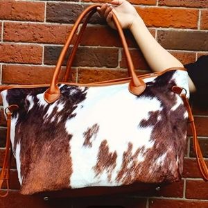 Cow print large handbag